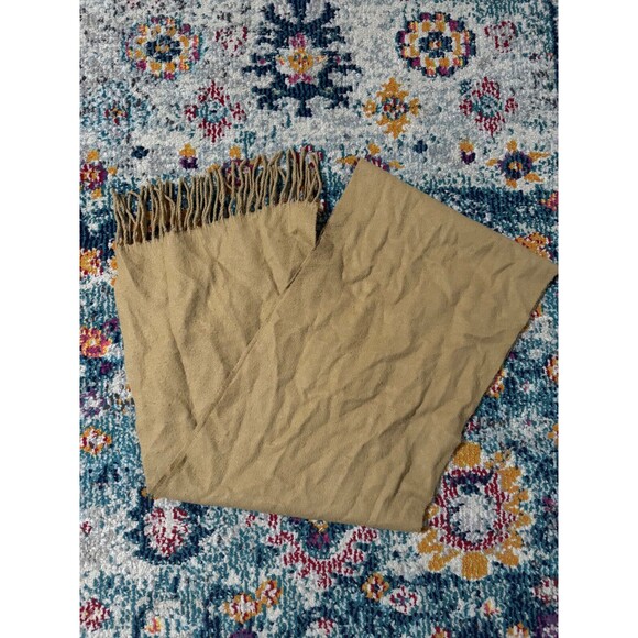 Cashmink V. Fraas Acrylic Scarf Tan Fringe Made In Germany - Picture 2 of 4